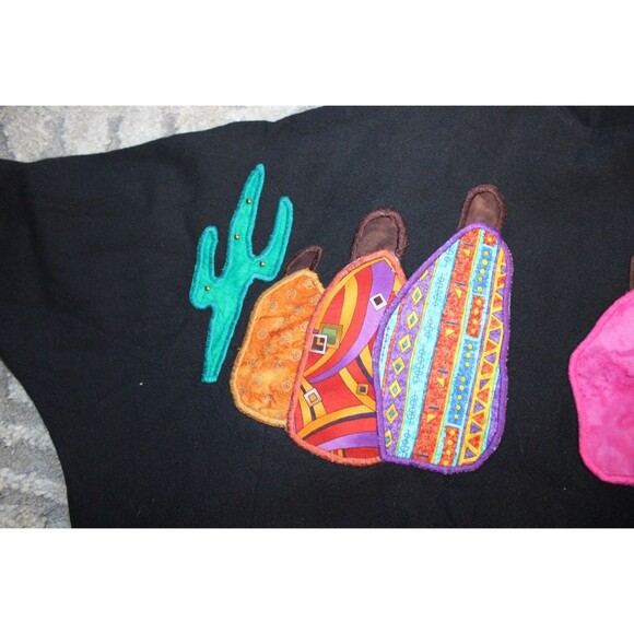 Alfredos Wife Black Cardigan Style Embroidered Western Themed Cactus Whimsical - Picture 7 of 8